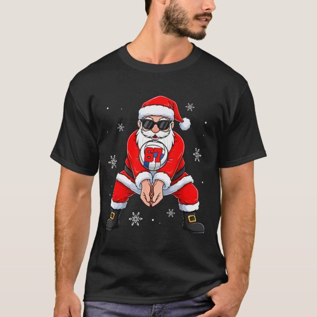 Camiseta Funny Santa Claus Playing Volleyball Six Seven Chr (Anverso)