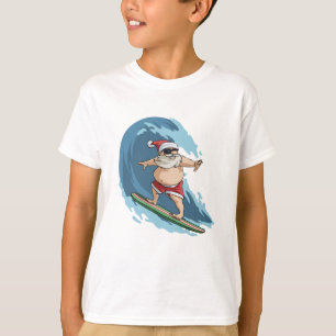Camiseta Funny Santa Claus Surfing Christmas Shirt