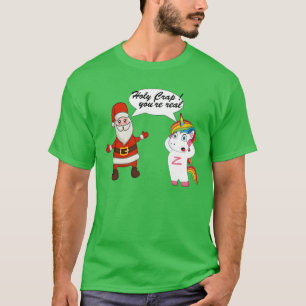 Camiseta Funny Santa conoce a Navidades de Unicorn Surprise