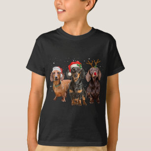 Camiseta Funny Santa Dachshund Reindeer Santa Hat Navidades