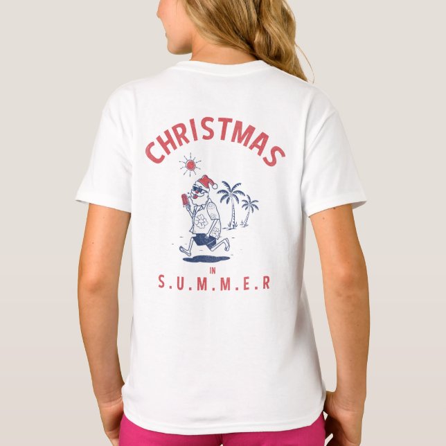 Camiseta Funny Santa En Los Navidades De Verano En Julio (Reverso)