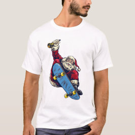 Camiseta Funny Santa en Skateboard Feliz Navidad