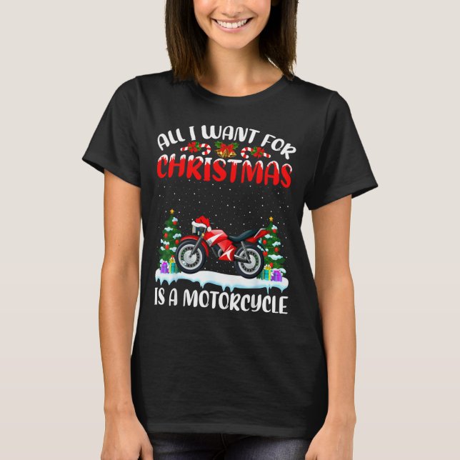 Camiseta Funny Santa Hat All I Want For Christmas Is A Moto (Anverso)