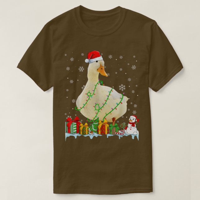 Camiseta Funny Santa Hat Duck Christmas Lights Animals Love (Diseño del anverso)