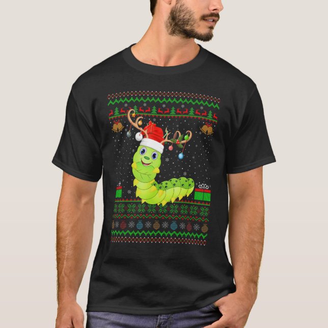 Camiseta Funny Santa Hat Matching Ugly Caterpillar Christma (Anverso)