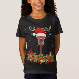 Camiseta Funny Santa Hat Raindeer Ukulele Guitar Navidades