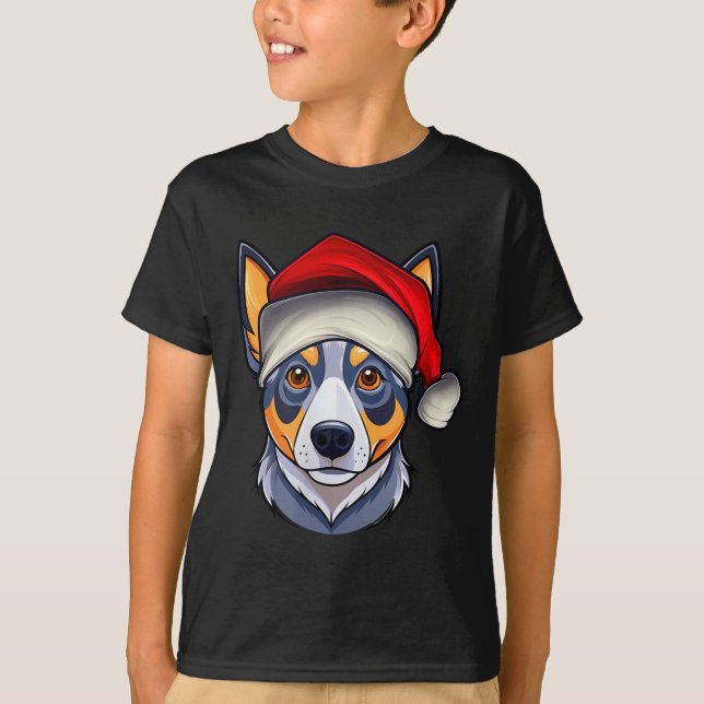 Camiseta Funny Santa Hat Xmas Pajamas Blue Heeler Dog Chris (Anverso)