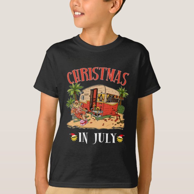 Camiseta Funny Santa Hawaii Retro Camping Rv Christmas In J (Anverso)