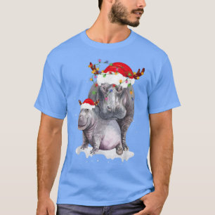 Camiseta Funny Santa Hippo Christmas Lights Lover Christmas