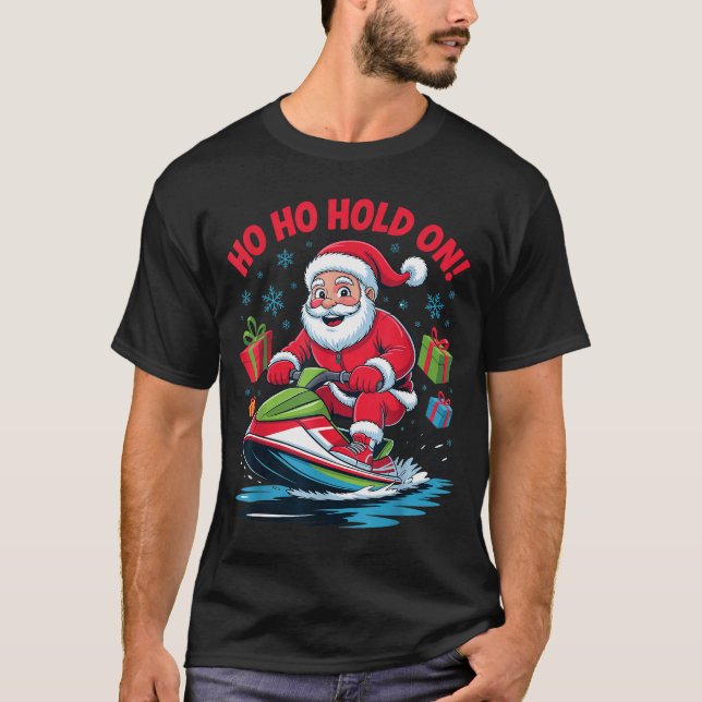 Camiseta Funny Santa Jet Skiing Lover Christmas Xmas Pajama (Anverso)