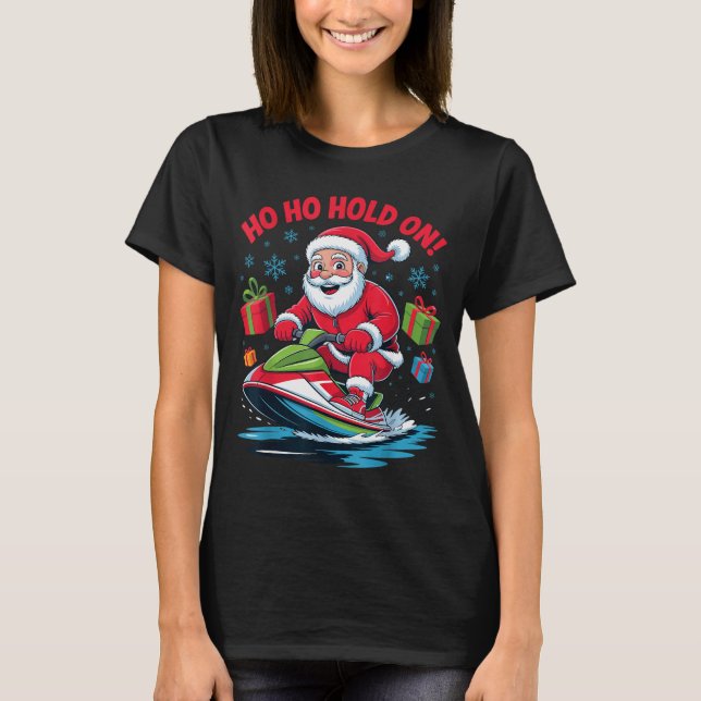Camiseta Funny Santa Jet Skiing Lover Christmas Xmas Pajama (Anverso)