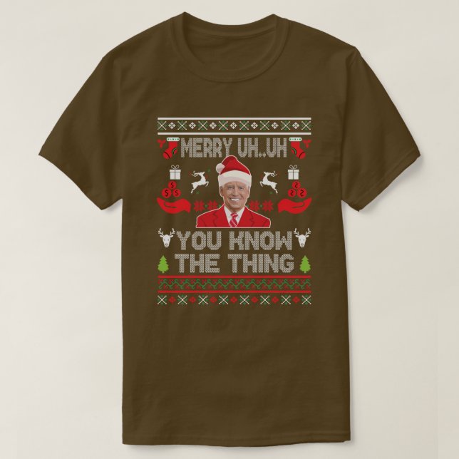 Camiseta Funny Santa Joe Biden Merry Uh Navidades Ugly (Diseño del anverso)