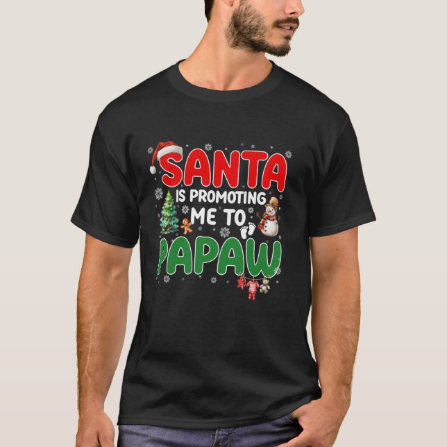 Camiseta Funny Santa me está promoviendo a Papaw Pregnancy  (Anverso)