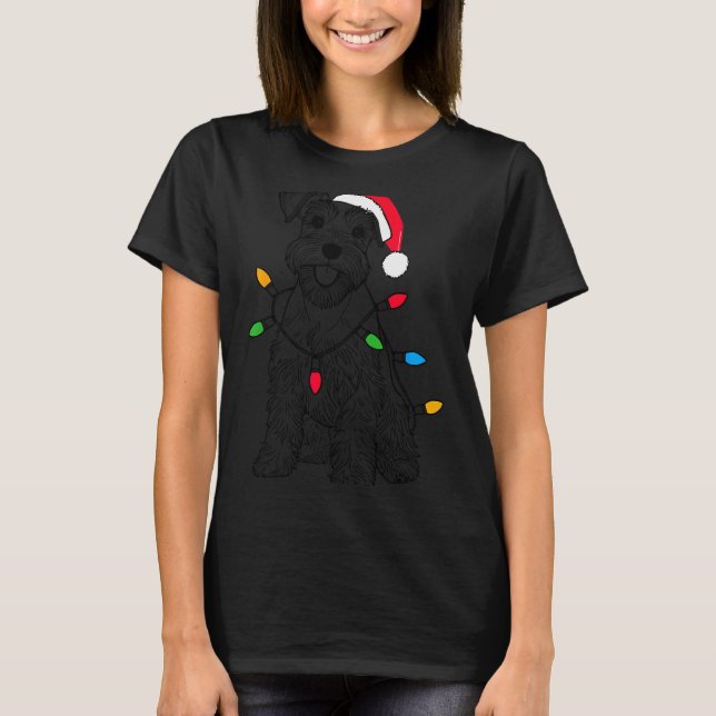 Camiseta Funny Santa Miniature Schnauzer Christmas Lights D (Anverso)