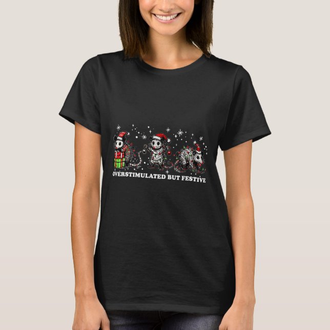 Camiseta Funny Santa Ossums Overstimulated But Festive Xmas (Anverso)