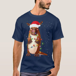 Camiseta Funny Santa Platypus Animal Christmas Lights Lover