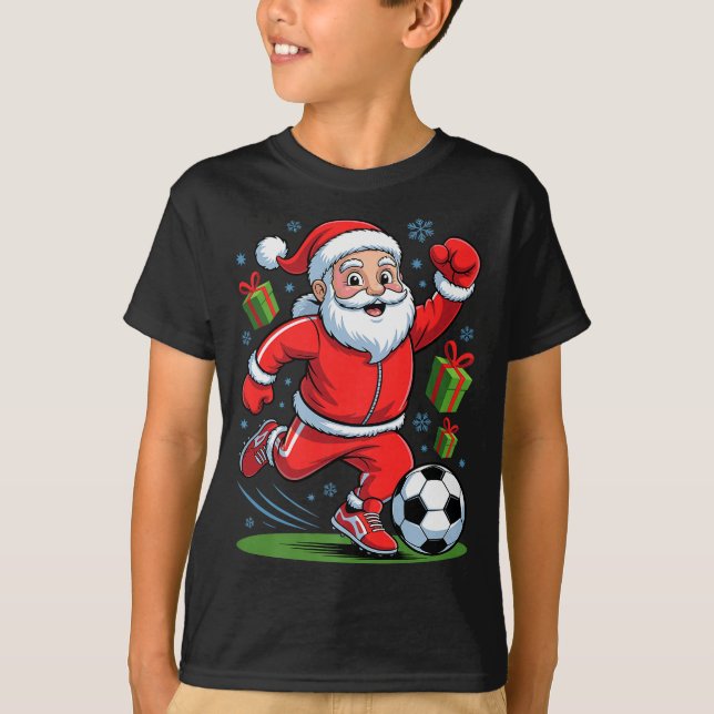 Camiseta Funny Santa Playing Soccer Holiday Christmas Xmas  (Anverso)