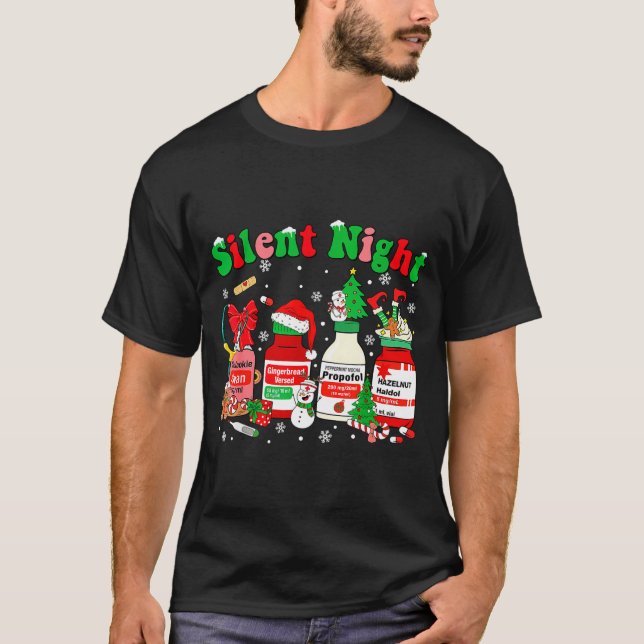 Camiseta Funny Santa Profol Silent Night Icu Nurses Merry C (Anverso)