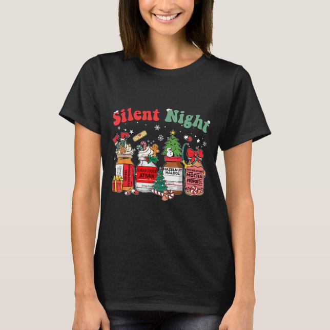 Camiseta Funny Santa Profol Silent Night Icu Nurses Merry C (Anverso)