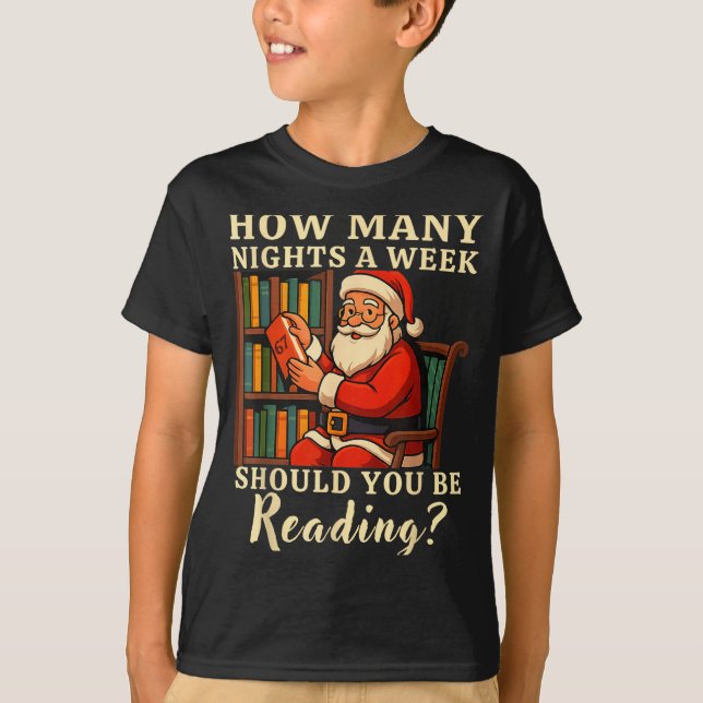 Camiseta Funny Santa Reading 67 Meme Tee Christmas Teacher  (Anverso)