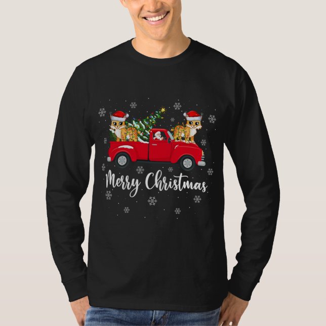 Camiseta Funny Santa Riding Christmas Tree Truck Bobcat Chr (Anverso)