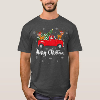 Camiseta Funny Santa Riding Christmas Tree Truck Deer