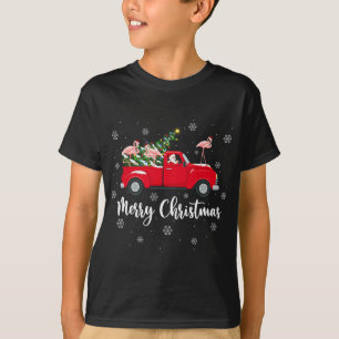 Camiseta Funny Santa Riding Christmas Tree Truck Flamingo C