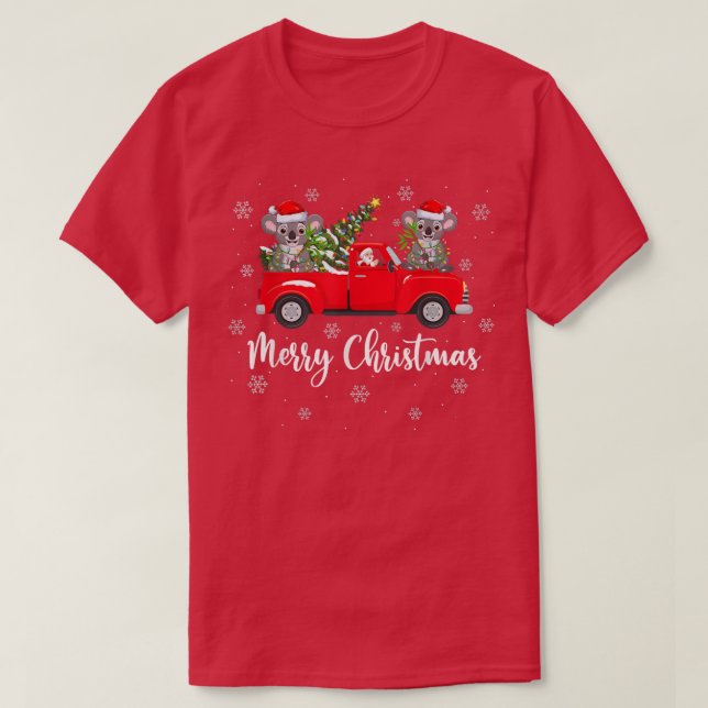 Camiseta Funny Santa Riding Christmas Tree Truck Koala Chri (Diseño del anverso)