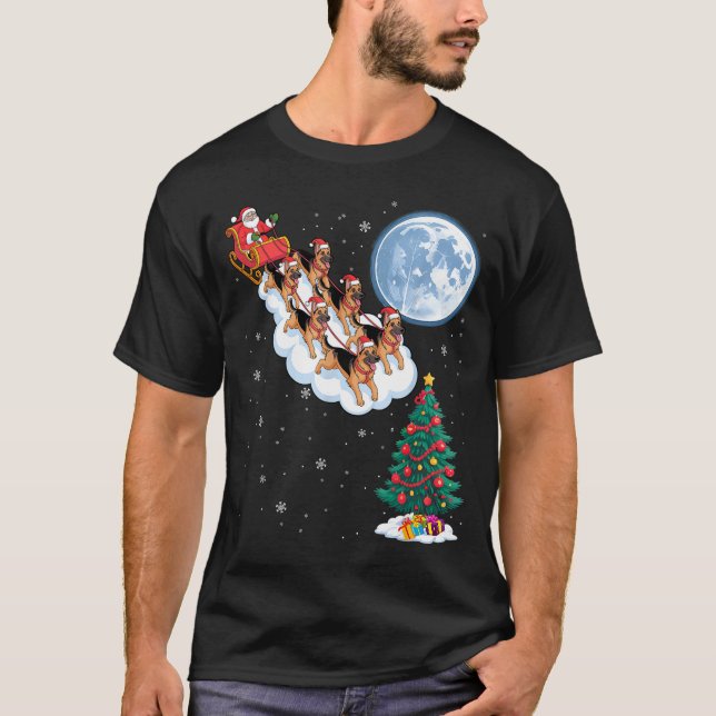 Camiseta Funny Santa Riding German Shepherd Dog Tree Christ (Anverso)