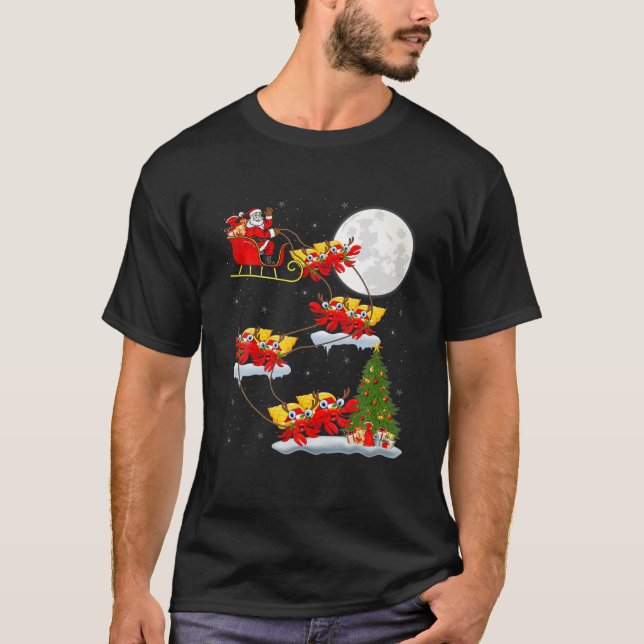 Camiseta Funny Santa Riding Hermit Crab Christmas Lighting (Anverso)