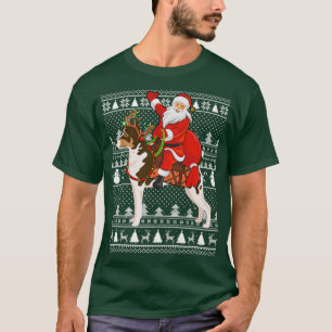 Camiseta Funny Santa Riding Rat Terrier Perro Feo Navidades