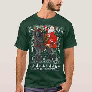 Camiseta Funny Santa Riding Standard Poodle Dog Ugly Christ