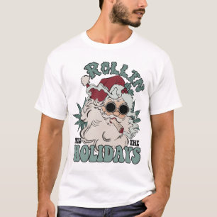 Camiseta Funny Santa Rollin En Los Navidades De Festividade