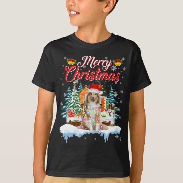 Camiseta Funny Santa Sheltie Perro Feliz Navidad (Anverso)