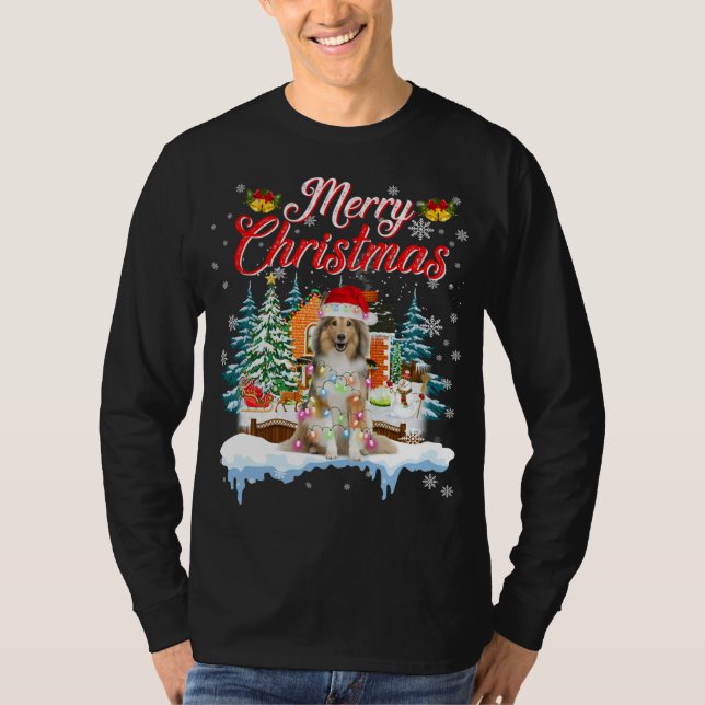 Camiseta Funny Santa Sheltie Perro Feliz Navidad (Anverso)