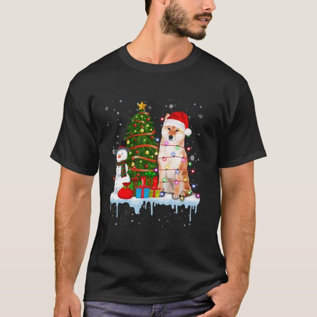 Camiseta Funny Santa Shiba Inu Nieve Navidades de perros li (Anverso)
