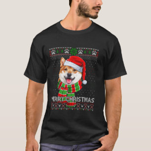 Camiseta Funny Santa Shiba Inu Scarf Lover Ugly Navidades S