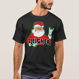 Camiseta FUNNY Santa Sleigher Slayer Fuerte Feo Metalizado 