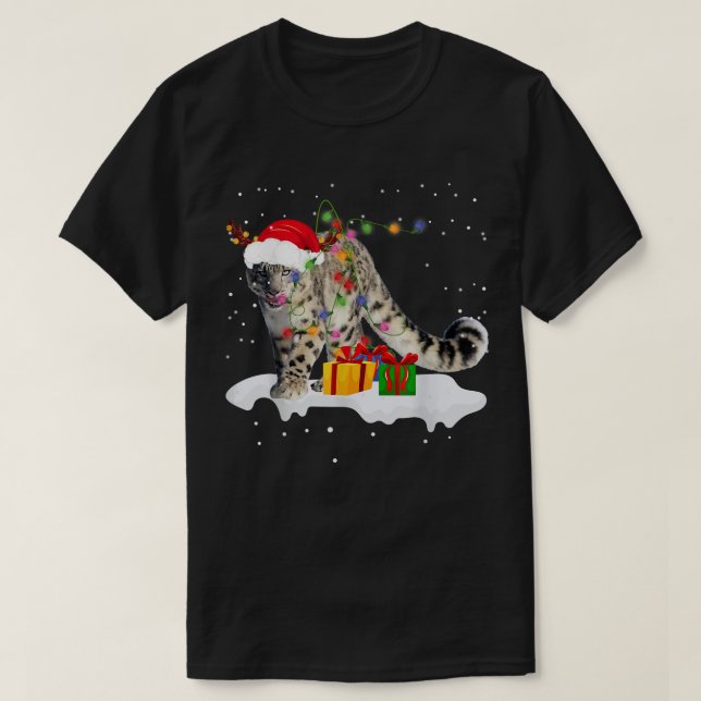 Camiseta Funny Santa Snow Leopard Navidades enciende Lover  (Diseño del anverso)