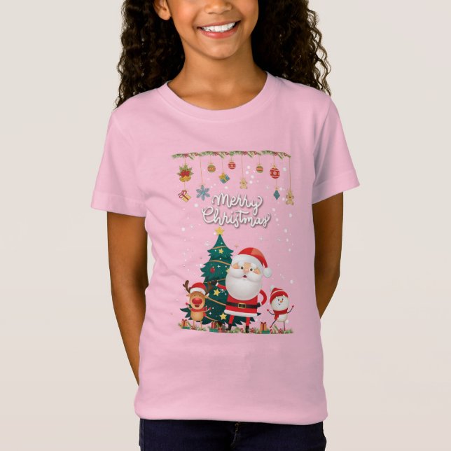Camiseta Funny Santa, Snowman, Reindeer Merry Christmas (Anverso)