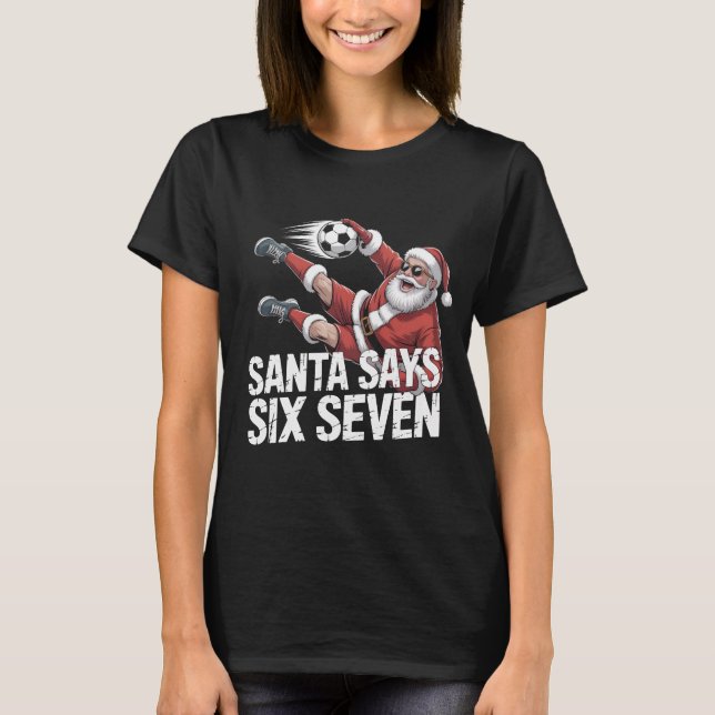 Camiseta Funny Santa Soccer Kicking Ball Graphic Tee | Chri (Anverso)
