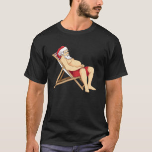 Camiseta Funny Santa Sunbathing Red Mankini Guay Beach Summ
