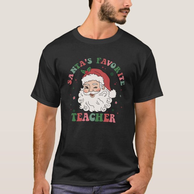 Camiseta Funny Santa Teacher Enseña Navidades Retro (Anverso)