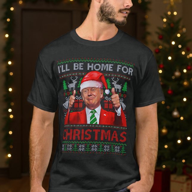 Camiseta Funny Santa Trump Estaré en casa para Navidades (Subido por el creador)