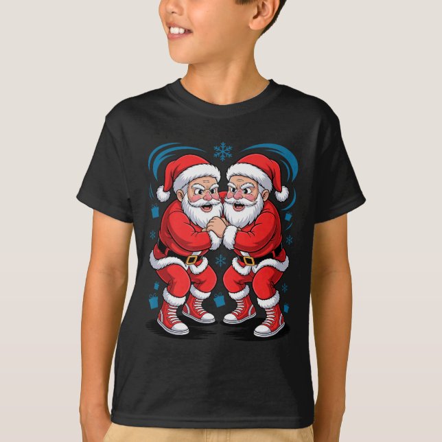 Camiseta Funny Santa Wrestling Lover Wrestler Xmas Christma (Anverso)