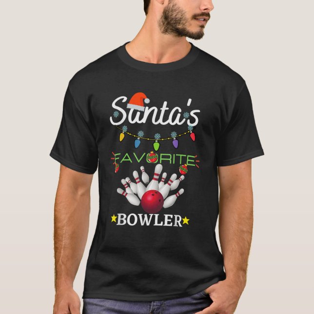 CAMISETA FUNNY SANTAS BOWLER FUN BOWLING ALLEY BOWL PINS TE (Anverso)