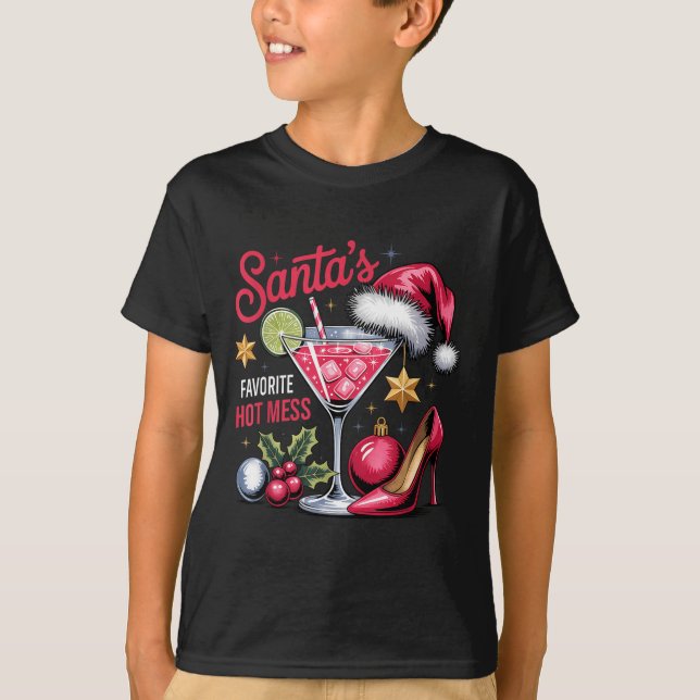 Camiseta Funny Santa's Favorite Hot Mess Tail Lovers Merry  (Anverso)