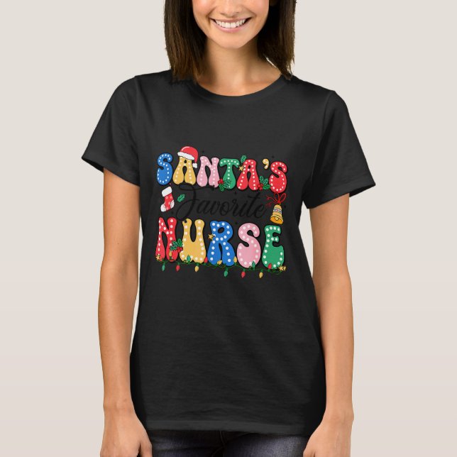 Camiseta Funny Santa's Favorite Nurse Christmas Nursing Xma (Anverso)