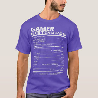 Camiseta Funny Sarcastic Gamer Nutritional Facts Cool Video