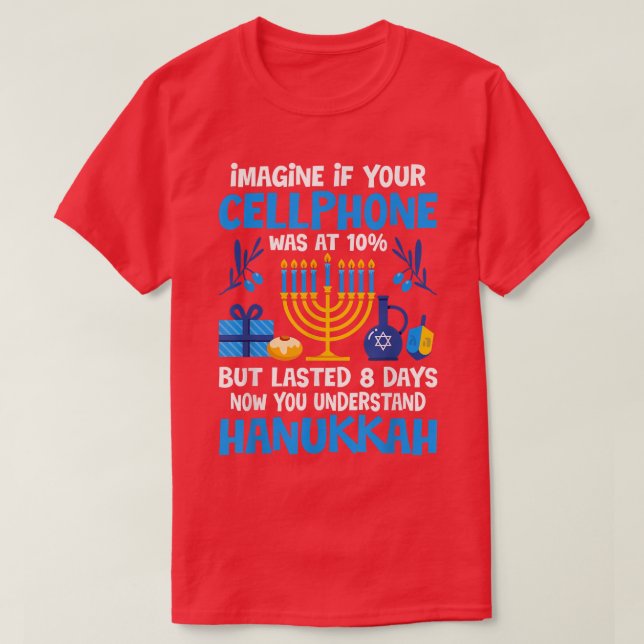 Camiseta Funny Sarcastic Hanukkah Cellphone Chanukkah  (Diseño del anverso)